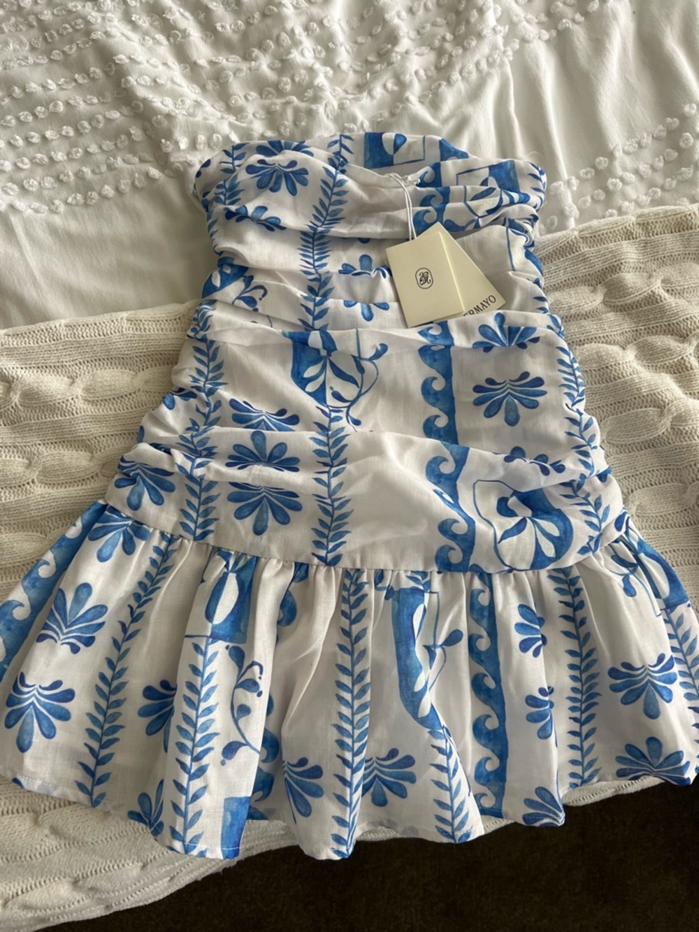 Peppermayo Blue and White Patterned Dress - Picture 5 of 5